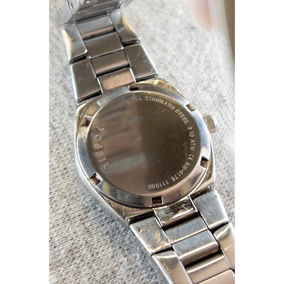 Fossil AM-4175 Pink MoP & Crystals Date Dial Stainless Steel‎ Womens 28mm Watch - Picture 9 of 14